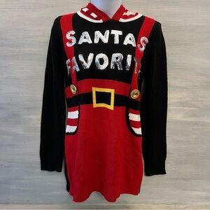 No Boundaries “Santa’s Favorite” Hooded Elf Sweater Dress Size Small(3-5) GC